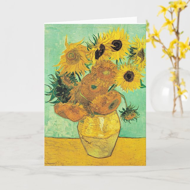 Van Gogh - Vas med 12 solrosor Kort (Gul blomma)