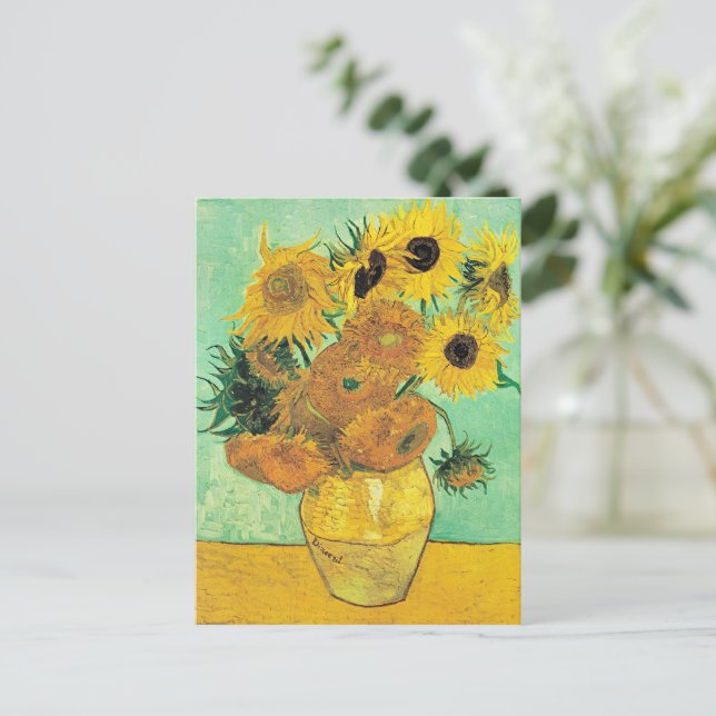 Van Gogh - Vas med 12 solrosor Vykort (Stående Fram)