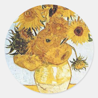 Van Gogh Vas med 12 solrossymboler Runt Klistermärke