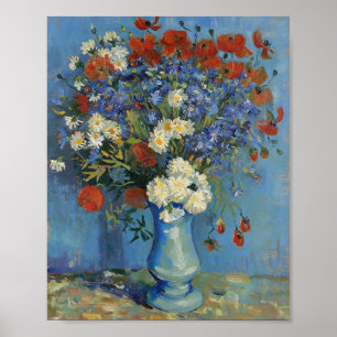 Van Gogh Vas med blåklint och vallmo Poster