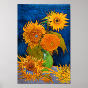 Van Gogh Vas med fem solblommor Poster