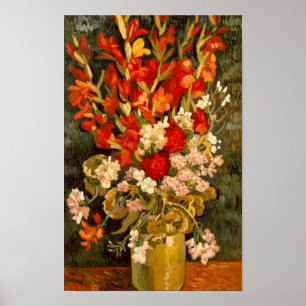 Van Gogh Vas med gladioler och nejlikor Poster