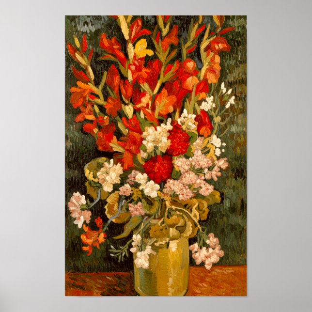 Van Gogh Vas med gladioler och nejlikor  Poster (Framsidan)
