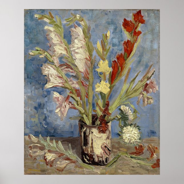 Van Gogh - Vas med gladioli och China asters Poster (Framsidan)