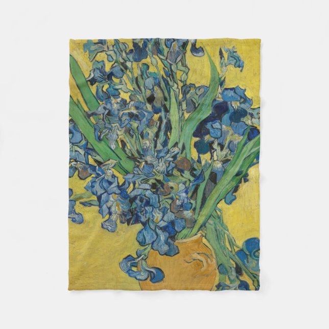 Van Gogh Vas med Iris Klassisk Impressionism Fleecefilt (Framsidan)