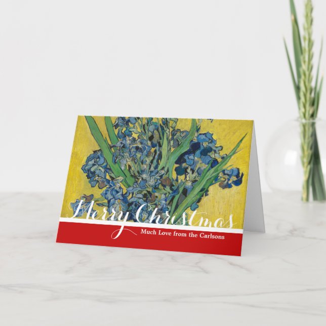 Van Gogh Vas med Iris Klassisk Impressionism Helgkort (Framsida)