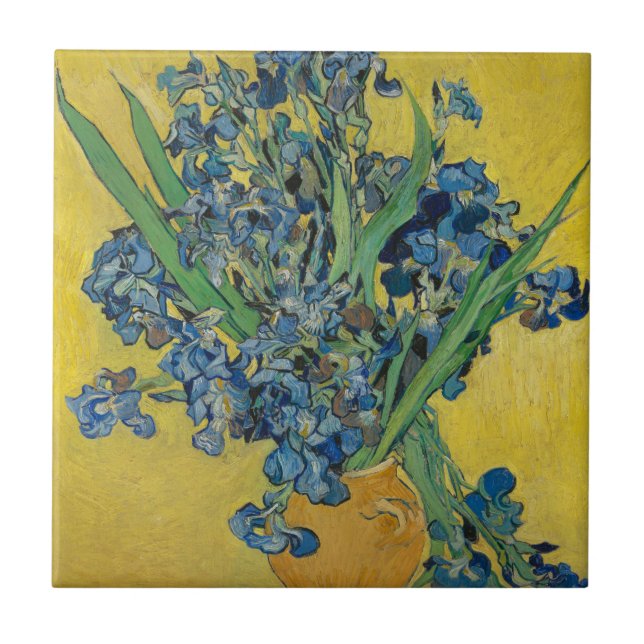 Van Gogh Vas med Iris Klassisk Impressionism Kakelplatta (Framsidan)