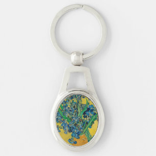 Van Gogh Vas med Iris Klassisk Impressionism Ovalt Silverfärgad Nyckelring