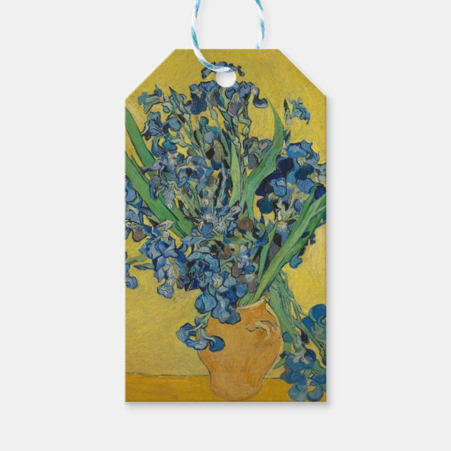Van Gogh Vas med Iris Klassisk Impressionism Presentetikett (Framsidan)
