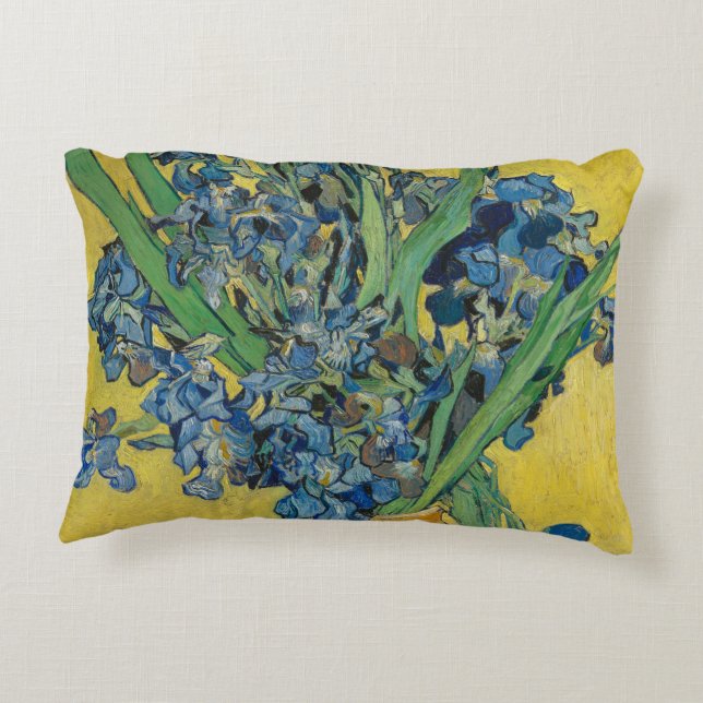 Van Gogh Vas med Iris Klassisk Impressionism Prydnadskudde (Baksidan)