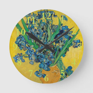 Van Gogh Vas med Iris Klassisk Impressionism Rund Klocka