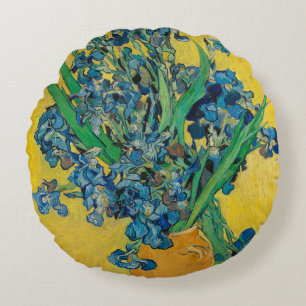Van Gogh Vas med Iris Klassisk Impressionism Rund Kudde