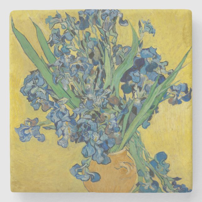 Van Gogh Vas med Iris Klassisk Impressionism Stenunderlägg (Framsidan)