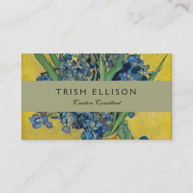 Van Gogh Vas med Iris Klassisk Impressionism Visitkort (Framsida)