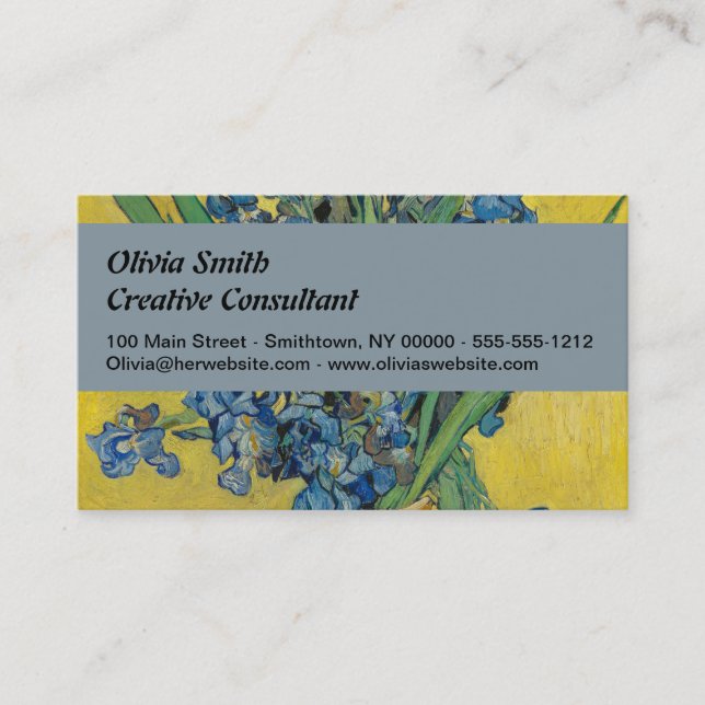 Van Gogh Vas med Iris Klassisk Impressionism Visitkort (Framsida)
