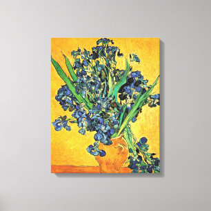 Van Gogh - Vas med Irisar Gul Bakgrund Canvastryck