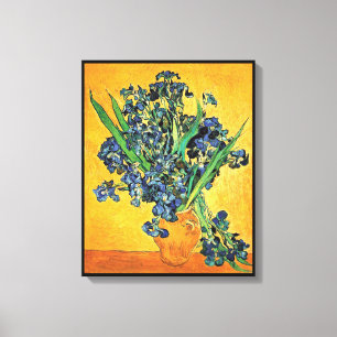 Van Gogh - Vas med Irisar Gul Bakgrund Canvastryck