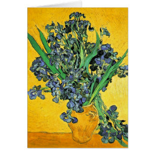 Van Gogh - Vas med irisar gul bakgrund Hälsningskort