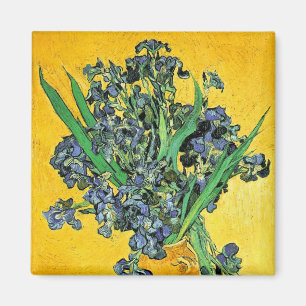 Van Gogh - Vas med Irisar Gul Bakgrund Magnet