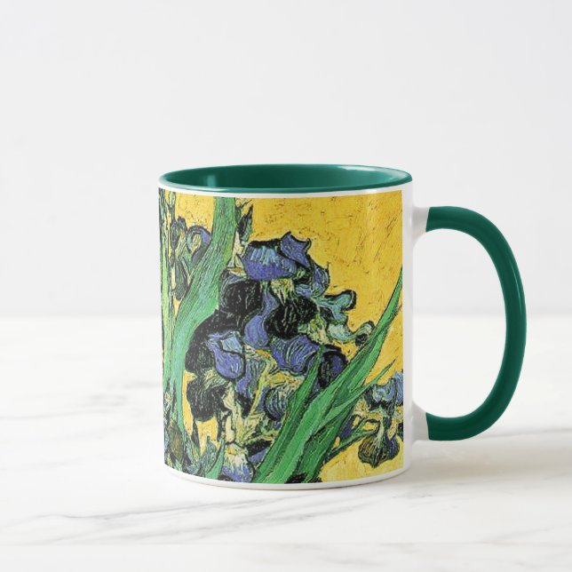 Van Gogh - Vas med Irisar Gul Bakgrund Mugg (Höger)