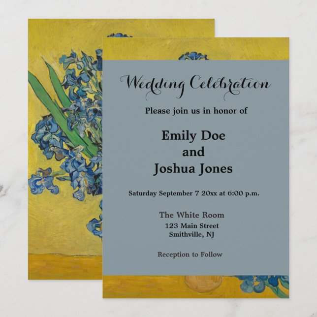 Van Gogh Vas med Irises Classic Impressionism Inbjudningar (Fram/baksida)