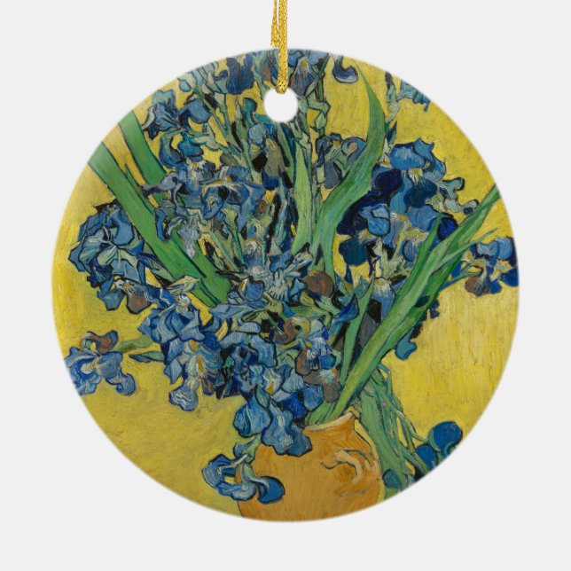 Van Gogh Vas med Irises Classic Impressionism Julgransprydnad Keramik (Baksidan)
