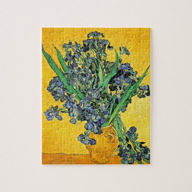 Van Gogh - Vas med Irises Gult Background Pussel (Vertikal)