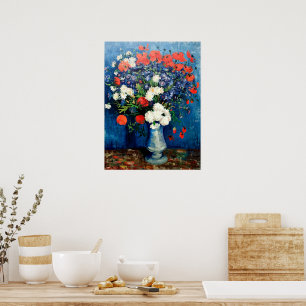 Van Gogh - Vas med kornblommor och poppies Poster