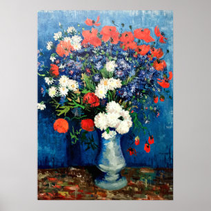 Van Gogh - Vas med kornblommor och poppies Poster