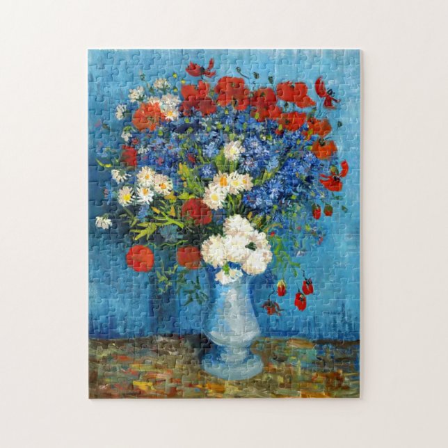 Van Gogh Vas med kornblommor och poppies Pussel (Vertikal)