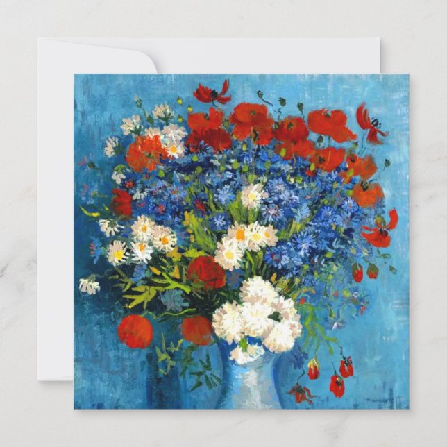 Van Gogh Vas med Kornblommor och Vallmo Inbjudningar (Framsida)