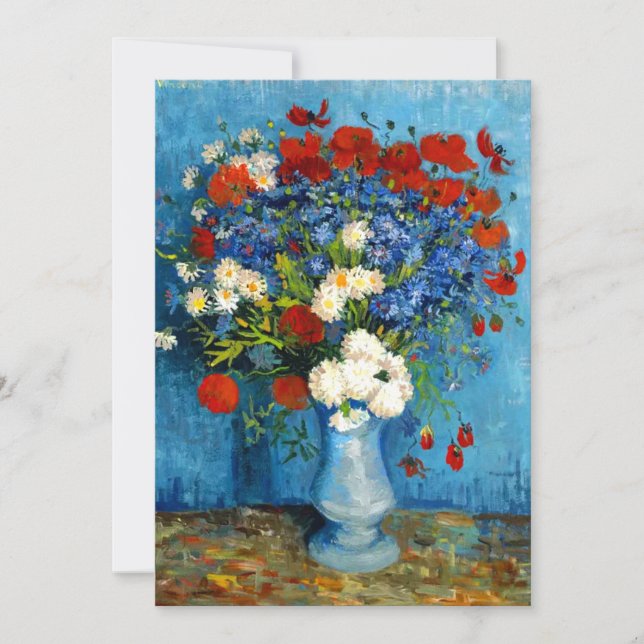 Van Gogh Vas med Kornblommor och Vallmo Inbjudningar (Framsida)