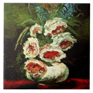 Van Gogh: Vas med Peonies Kakelplatta