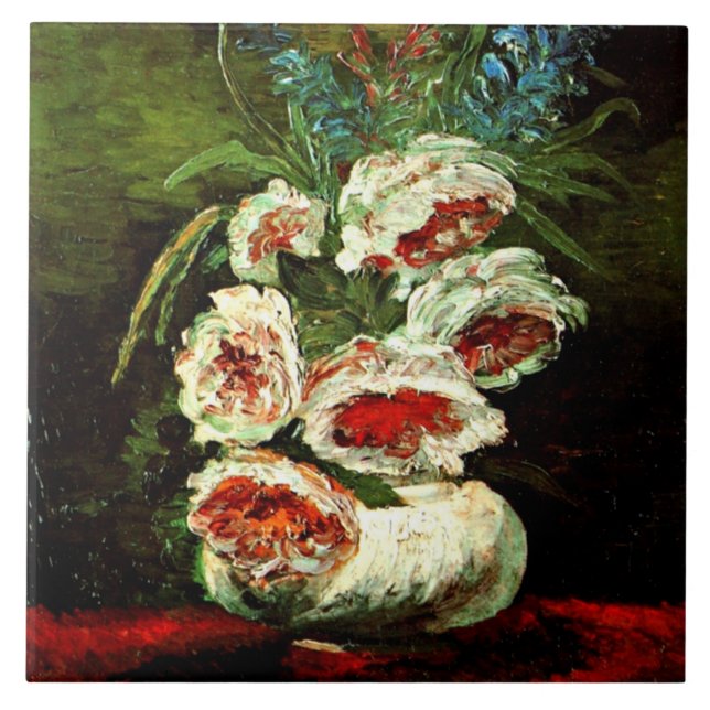Van Gogh: Vas med Peonies Kakelplatta (Framsidan)