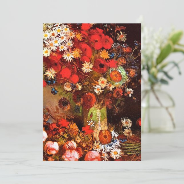 Van Gogh - Vas med poppies, kornblommor, ponnyer (Stående Fram)