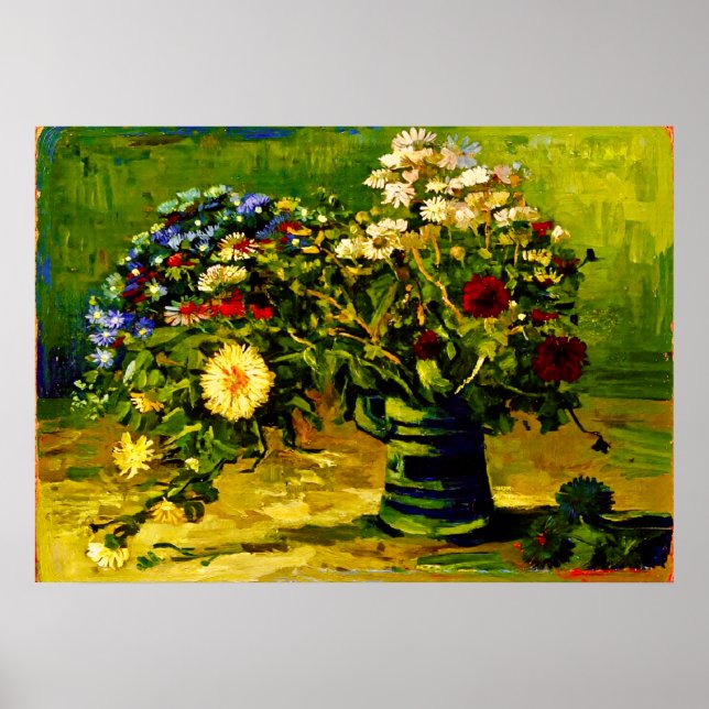 Van Gogh Vas med prästkragar Poster (Framsidan)