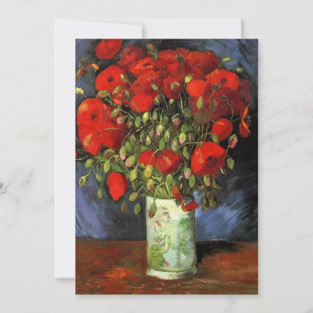 Van Gogh Vas med röda vallmor, Bröllop Inbjudningar (Framsida)