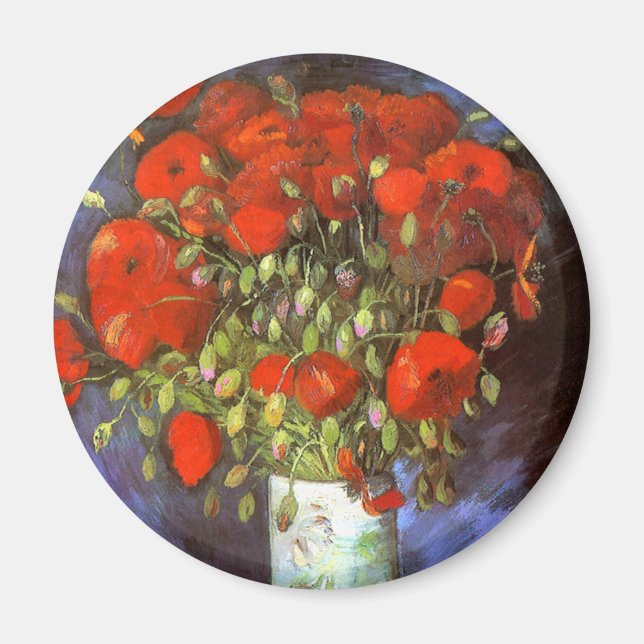 Van Gogh: Vas med rödpoppies Magnet (Framsidan)
