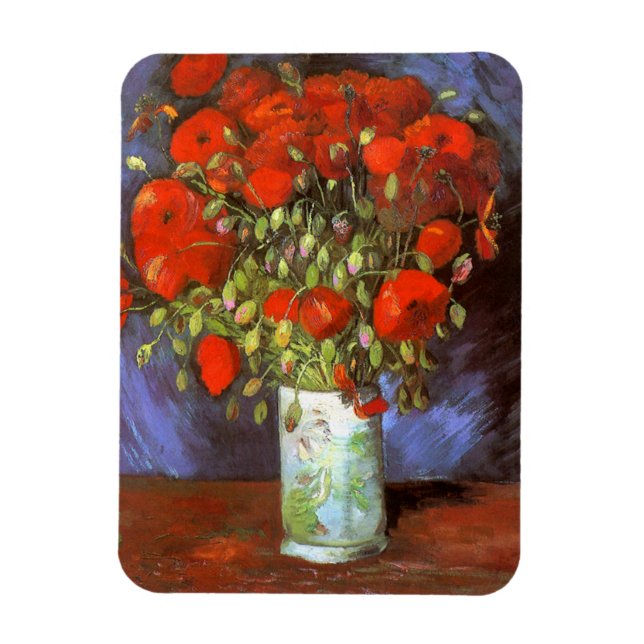 Van Gogh: Vas med rödpoppies Magnet (Vertikal)