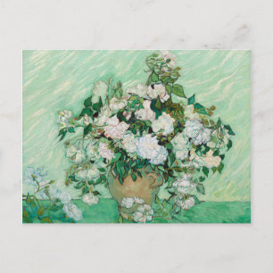 Van Gogh Vas med Rosa ros Blommigt Painting Vykort