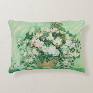 Van Gogh Vas med Rosa ros Fine Art Prydnadskudde