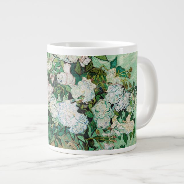 Van Gogh Vas med Rosa ros Flowers Painting Jumbo Mugg (Framsida höger)