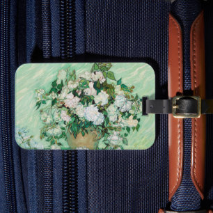 Van Gogh Vas med Rosa ros Vintage Blommigt Art Bagagebricka