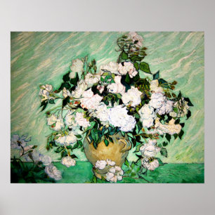 Van Gogh vas med rosa rosaffischen Poster