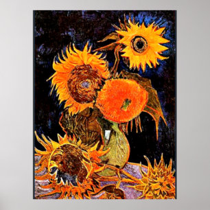 Van Gogh - Vas med sex solblommor Poster