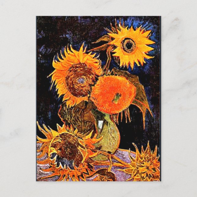 Van Gogh - Vas med sex solblommor Vykort (Framsida)