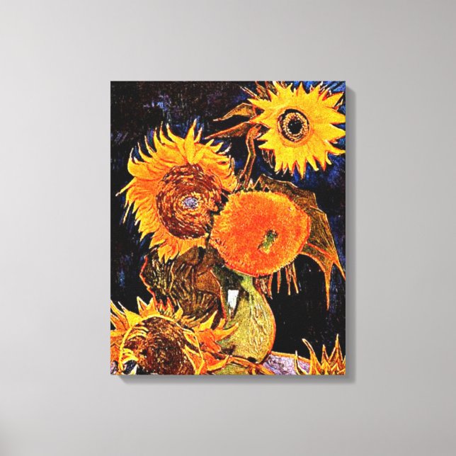 Van Gogh - Vas med sex solrosor Canvastryck (Framsida)
