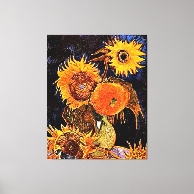 Van Gogh - Vas med sex solrosor Canvastryck (Framsida)
