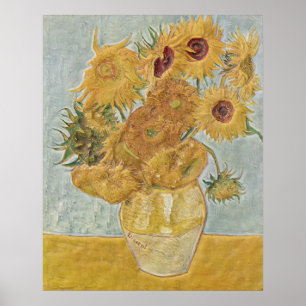 Van Gogh - Vas Tolve Sunblommor Poster
