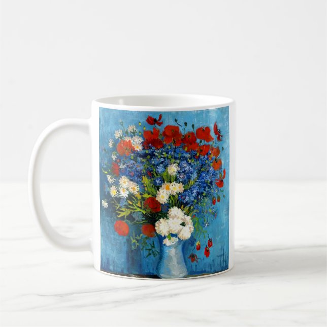 Van Gogh Vase with Cornflowers and Poppies Kaffemugg (Vänster)